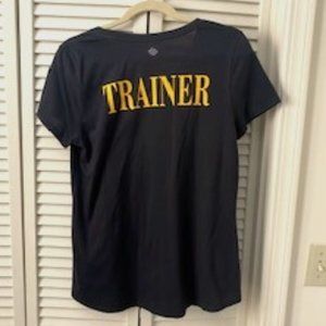 Zelos athletic shirt - medium, black - Gold's Gym logo front; "Trainer" back